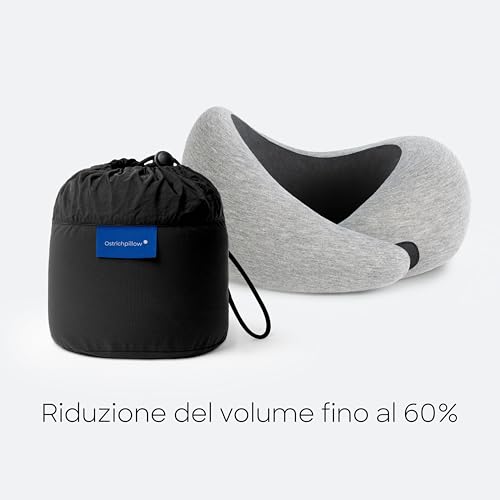 Ostrichpillow Go Neck Pillow - Cuscino da Viaggio in Memory Foam, Design Ergonomico a 360º, Lati Asimmetrici, Borsa da Viaggio Inclusa, Fodera Lavabile in Modal - 5
