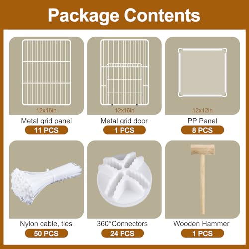 Image of VISCOO 20 Panels Small Animal Playpen, Pet Playpen, C&C Cage for Guinea Pigs, Rabbit /Bunny Cage, Puppy Play Pen, Indoor Outdoor Portable Metal Wire Yard Fence(White)