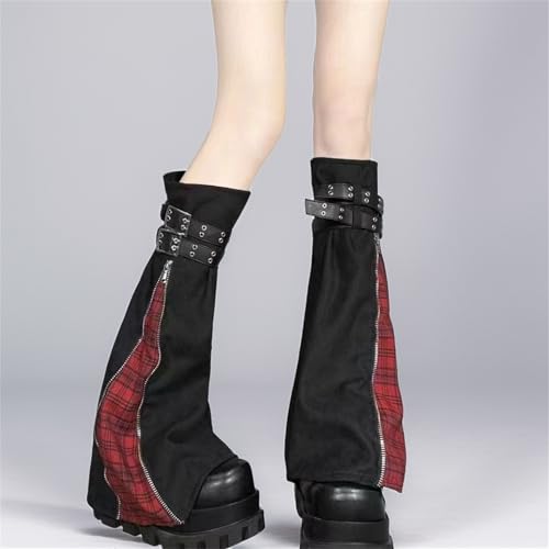 Goth Flared Leg Warmers Y2k Long Buckle Strap Punk Japanese Gothic Rave Steampunk Cutecore 80s Hippie2