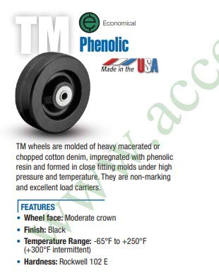 Access Casters AC16TM04201S-Z 4 Inch X 2 Inch Albion (16Tm04201S) Swivel Plate Caster, Phenolic Wheel thumb #2