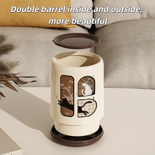 Image of Mini Desktop Trash Can 0.7 Gallon,Tiny Countertop Waste Baskets with 360 Flip-Top Lid,Small Trash Bin Includes 50 Bags,Little Table Garbage Can with Cat Pattern for Bathroom Office