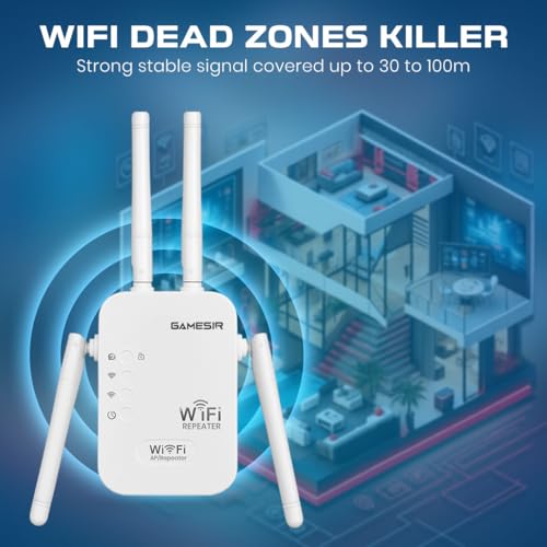 Image of GameSir WiFi Repeater 300Mbps Wireless Range Extender | 4 High-Gain Antennas | WiFi Signal Booster for Home, Office, | Supports WPS, AP & Repeater Mode (4)