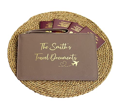 Image of Passport Holder, Personalised Travel Document Pouch, Family Travel Wallet Pouch