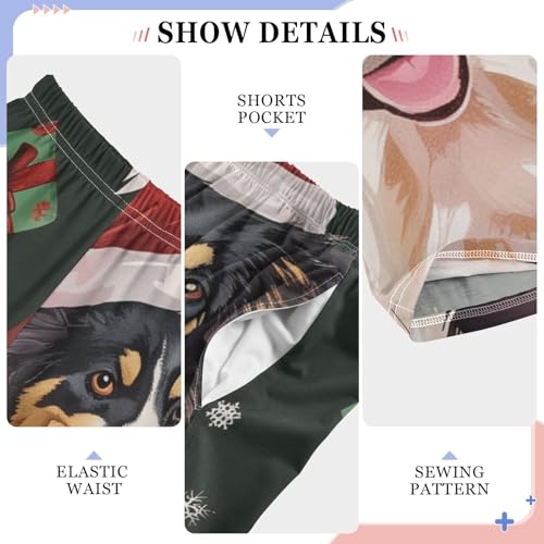 ZZXXB Collie with Xmas Hat Boys Long Pants Soft Trousers Elastic Waist Kids Lounge Bottoms with Pockets S-XL4