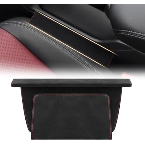 JESTOP Car Gap Filler Organizer, Car Seat Gap Filler with Hidden Storage, Car Seat Gap Storage Box Between Seat and Console, Car Accessories, Car Essentials, Fit Most Cars, Black Cover