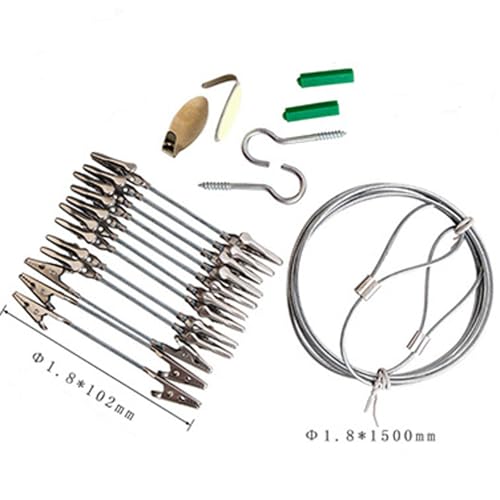 Image of Photo Hanging Display with Clips, Wall Hanging Photo Display, DIY Picture Photo Frame String Photo Display Cable Wire Rod String with 12 Clips