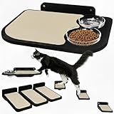 INICIO Cat Wall Shelves – Dog Proof Feeding Station with Wall Mounted Shelves, Durable 3 Step Birch Floating Shelf for Cats Up to 15lbs, Includes Attached Cat Food Bowl for Convenient Feeding – Black
