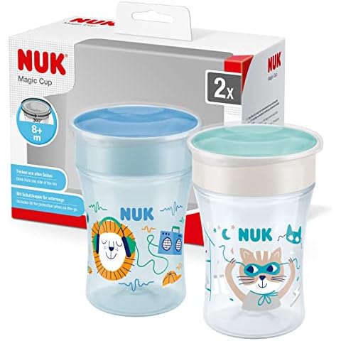 NUK Magic Cup Trinklernbecher | 8+ Monate | 230 ml | auslaufsicherer 360°-Trinkrand | BPA-frei | blau | 2 Stück Cover