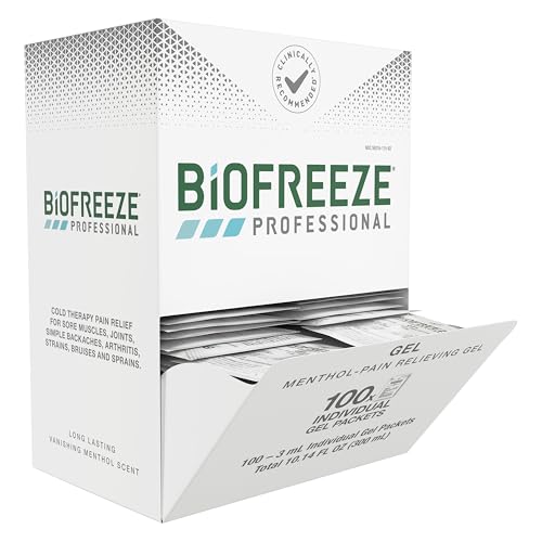 Biofreeze Professional Strength Pain Relief Gel, Arthritis Pain Reliver, Knee & Lower Back Pain Relief, Sore Muscle Relief, Neck Pain Relief, 100 Count (3ml Biofreeze Menthol Gel Packet)
