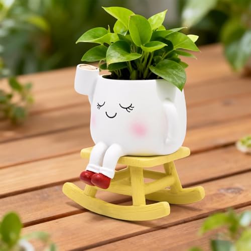 Pot de fleurs à bascule blanc avec trou de drainage intérieur extérieur - 3