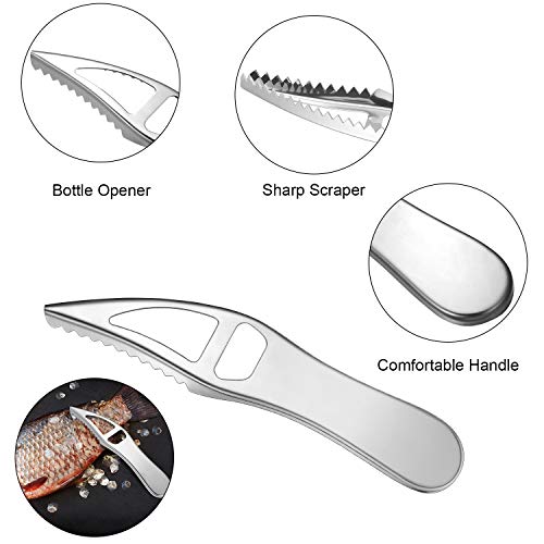 Écaille de poisson en acier inoxydable pour retirer les squames sans effort, pack de 4 - 4