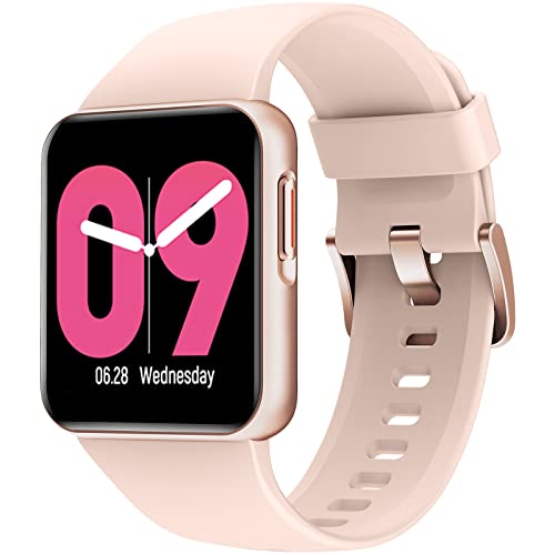 Smart Watch for Woman, HolaDream HD Touch Screen Smartwatch Fitness Activity Tracker 5ATM Waterproof Heart Rate/Sleep/Calorie/Blood Oxygen Monitor Pedometer for Android iOS Girls Lady (Pink)