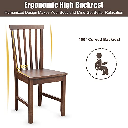 Giantex Wood Dining Chair Set Of 4, Farmhouse Dining Room Side Chair W/High Slat Back, Wood Legs, 100 Degree Curved Backrest Spacious Seat, Versatile Traditional Dining Chairs For Kitchen #TOP4