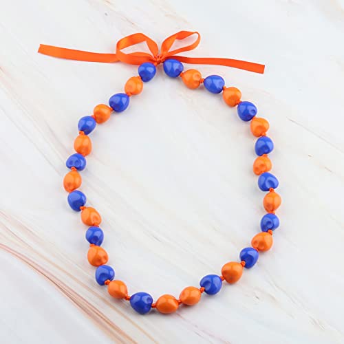 BNQL Hawaiian Kukui Nut Lei Necklace Graduation Leis Chunky Beaded Necklace with Ribbon Graduation Gifts for Her Him4