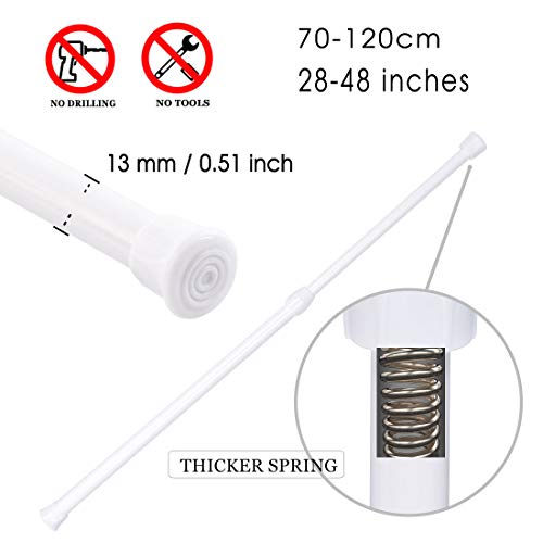 2Pack Tension Curtain Rod Cupboard Bars Extendable 28-48 Inch White Spring Tension Rods #TOP1