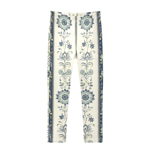 ALAZA Girls' Leggings Children's Yoga Pants Skinny Printed Dance Indian Flower Stripe Comfortable 4T