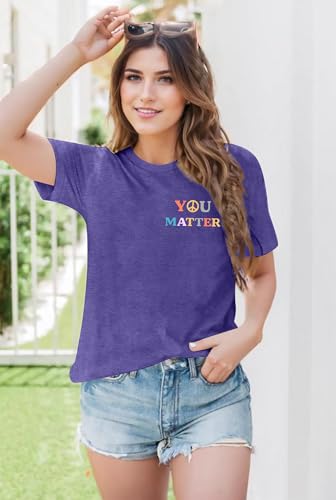 You Matter Shirts for Women Suicide Prevention Awareness T-Shirt Mental Health Tees Therapist Psychologist Gifts4