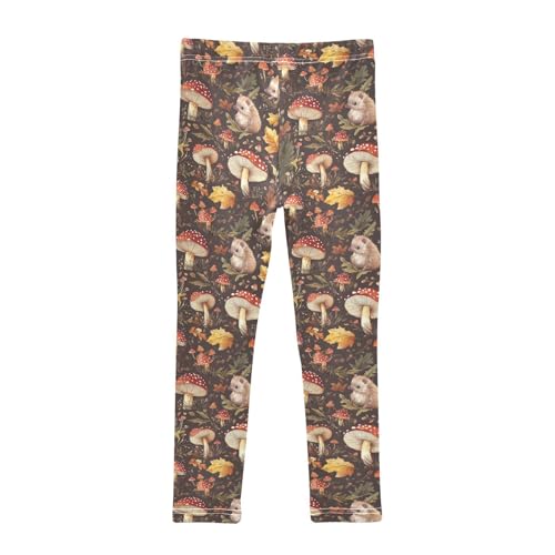 ZZKKO Girls Leggings Fall Mushrooms Hedgehogs Toddler Girls Clothes Toddler Comfortable Bottoms Girl Leggings 3T-10Y2