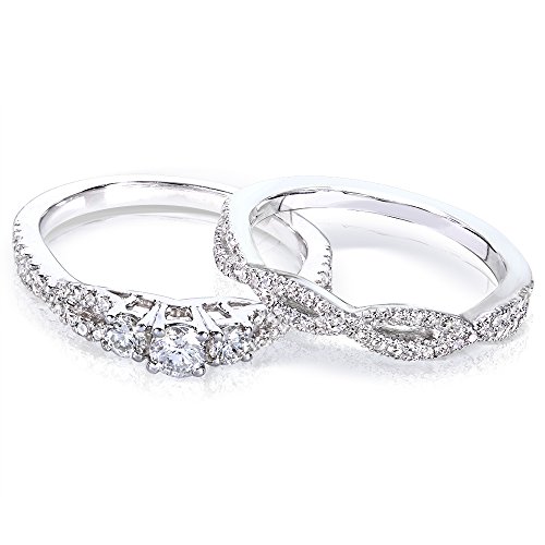 Kobelli Round Diamond Braided Bridal Set 1/2 Carat (Ctw) In 14K White Gold, Size 7, White Gold #TOP6