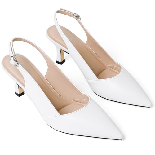 Image of Mostrin Kitten Heels for Women Slingback Pointed Closed Toe Heels Women's Pumps Shoes for Wedding, Party, Commuting