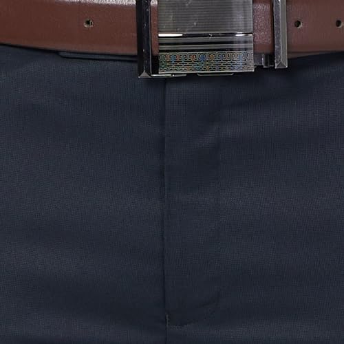 Image of Raymond Men's Mid Rise Slim Fit Structure Pattern Polyester Blend Pleated Formal Trouser