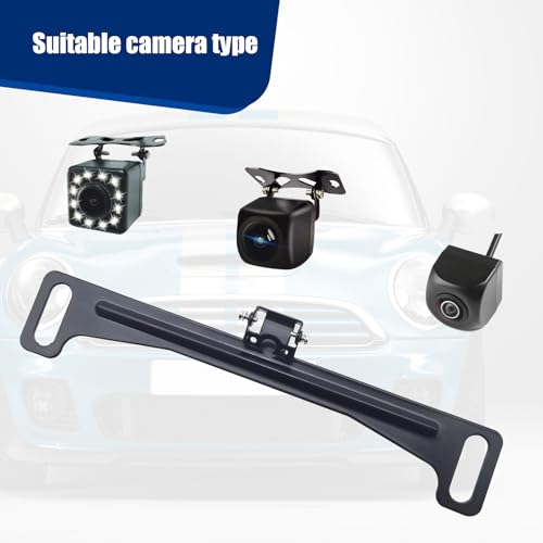 Image of Miytsya 1 PC Car License Plate Camera Bracket, Waterproof Anti-Rust Reversing Camera Metal Bracket, Car DVR Rearview Mirror Camera Kit, Universal License Plate Accessories for Most Cars (Black)