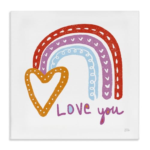 Stupell Industries Rainbow Hearts Love You, 30 x 30 Inch Canvas Wall Art