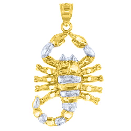 Jewelry America Solid 14k Yellow Gold Textured Scorpion Charm Scorpio Zodiac Pendant