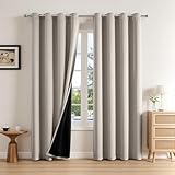 BYCRAY Cortinas Blackout con Aislamiento Térmico para Estar/Recámara Ventana, con Ojales en la Parte Superior, 100%...