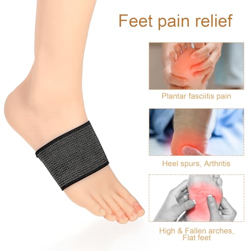 Image of Qianyu 4 Pcs Copper Arch Support Sleeves Sturdy Arch Support Braces Plantar Brace Compression Bands Copper Infused Wrap Straps Supports Bands for Women Men Foot Care Flat & Fallen Arches High Arches