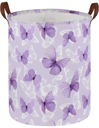 Image of Kids Laundry Hamper,Butterfly Laundry Basket Collapsible Girls Storage Baskets for Home Decor,Office,Toy Organizer,(Purple Butterfly