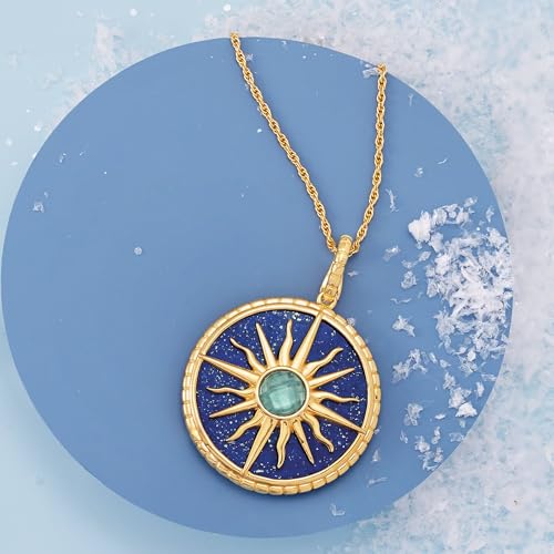 Ross-Simons Lapis and 1.30 Carat London Blue Topaz Sun Pendant Necklace in 18kt Gold Over Sterling2