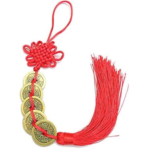 Toporchid Chinese Red Endless Knot Feng Shui Coins for Wealth and Success(red Cover