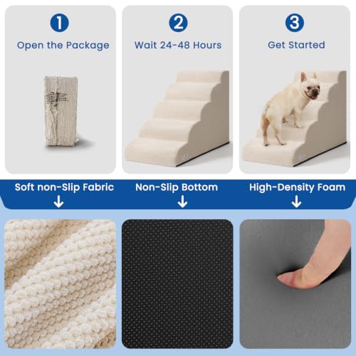Dog Stairs for High Beds 22.4" H,5-Step Pet Ramp for Small & Medium Dogs - Image 4