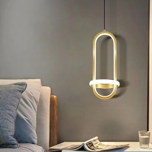 XINYASEE Lampada a Sospensione Moderna, Lampada a Sospensione Comodino Camera da Letto, luce a lampadario regolabile in altezza,Nordic Modern Restaurant soffitto (oro)
