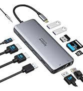 Hub USB C HDMI, USB C Docking Station, USB-C Displayport et Double HDMI, Ethernet RJ45, PD 100W e...