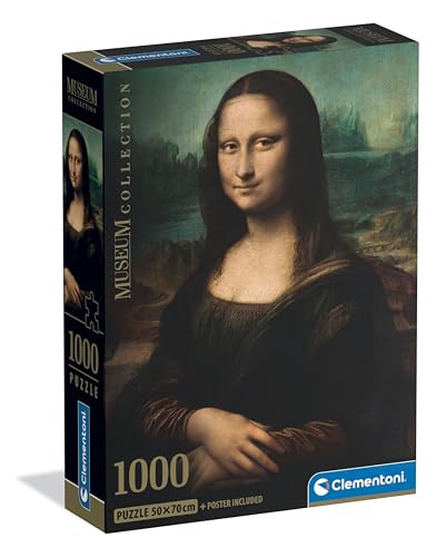 Clementoni – Puzzle 1000 Pezzi Arte per Adulti e Ragazzi, Museum Collection, Tema Gioconda di Leonardo Da Vinci, con Poster Incluso, Compact Box, Idea Regalo Made in Italy, 50×70 cm, 37094