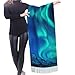 Bkdogkt Northern Lights Print Fringed Scarf Lightweight Women'S Fashion Scarf Soft Wrap Shawl Tassel Scarf Gift