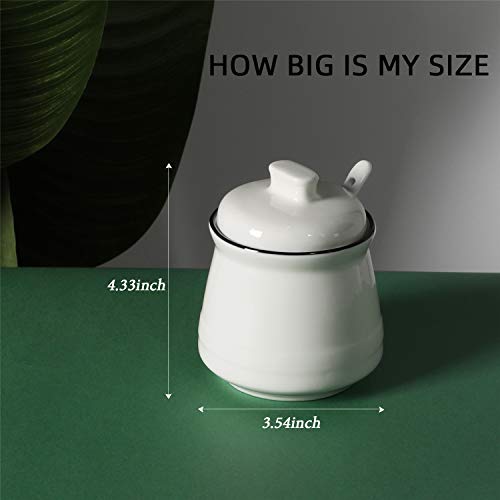 HAOTOP Porcelain Salt Bowl with Lid and Spoon