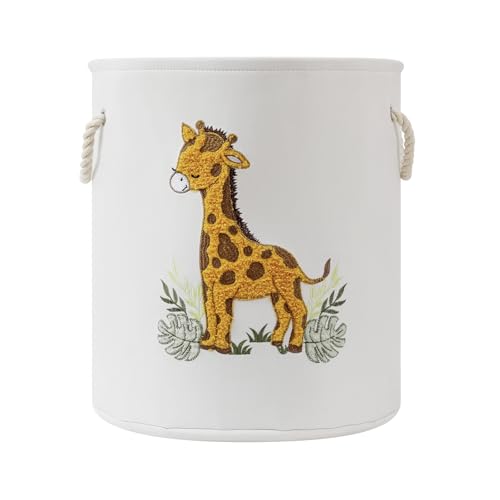 Image of Kids Laundry Basket Baby Hamper for Nursery, Canvas 58L Large Dirty Clothes Hampers with Drawstring Closure, Jungle Theme Baby Basket, Animal Baskets Toy Laundry Hamper, Safari Nursery Decor, Giraffe