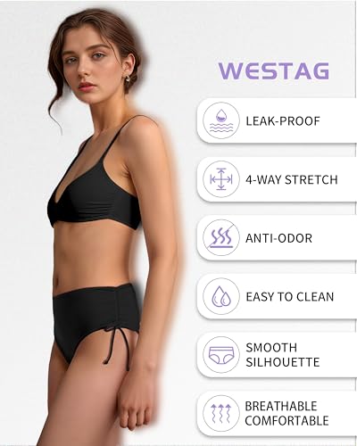 Period Swimwear Bikini Bottoms Full Coverage Swim Bathing Suit Side Tied Leakproof Menstrual Swimsuit for Teens Girls3