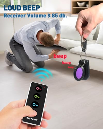 Key Finder,85dB+ Item Locator Tags with 131ft. Working Range,Wireless Key Tracker Remote Finder Locator with Sound for Finding Wallet, Key, Phone, Glasses, Pet Tracker, All Battery Included