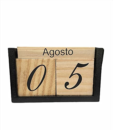Calendário de Mesa Permanente Madeira Vintage