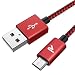 RAMPOW Braided Micro USB Cable, Samsung Fast Charger Cord [6.5ft], Android Charging Cable Compatible with Galaxy S7/S6, Sony, Motorola and More (Red)