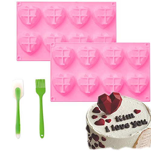 Silikon-Herzform für 8 Tassen, Mini-Herzform, Set mit 2 Mini-Herzformen für Schokolade, Mini-Schokoladen-Herzform zum Backen von Schokolade, Fondant und Pudding Cover