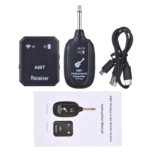 Qqmora Sistema de Monitor Inalámbrico In Ear 2.4G con Transmisor y Receptor, Emparejamiento Automático, Plug and Play, Baja Latencia, Batería Recargable para Estudio, Banda, Ensayo, Actuación en Vivo y Coros miniatura 1