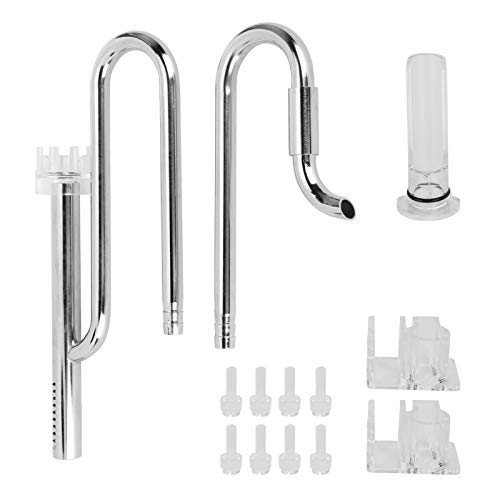 Zerodis 2 Pcs Stainless Steel Pipe Skimmer Aquarium Inflow and Outflow Pipe Set including 3 Accessories and 8 Screw for Water Plant Tank (16 Pipe Skimmer)