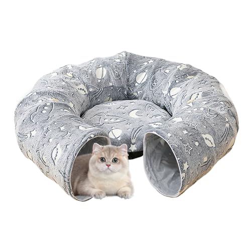 Túnel de donut para gatos interactivo con cojín de peluche lavable 2