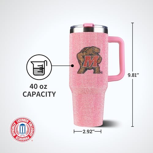 Image of The Memory Company Officially Licensed NCAA - University of Maryland, College Park 40oz Pink Bling Game Day Tumbler