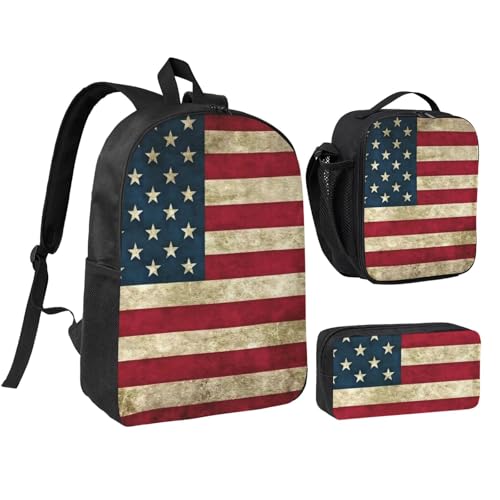Sac à dos drapeau américain solide avec kit déjeuner pour une rentrée sereine